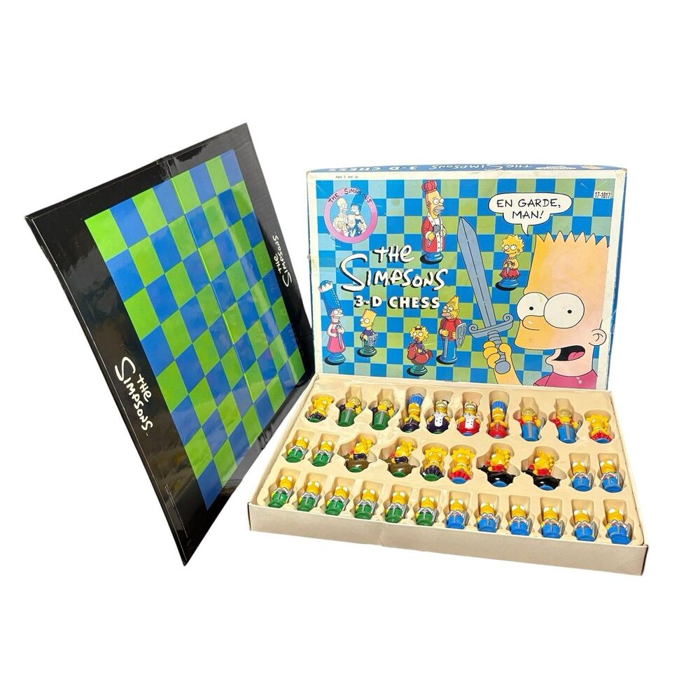 The Simpsons 3-D Chess Set Vintage Board Game Classic 3D Retro Complete 1997